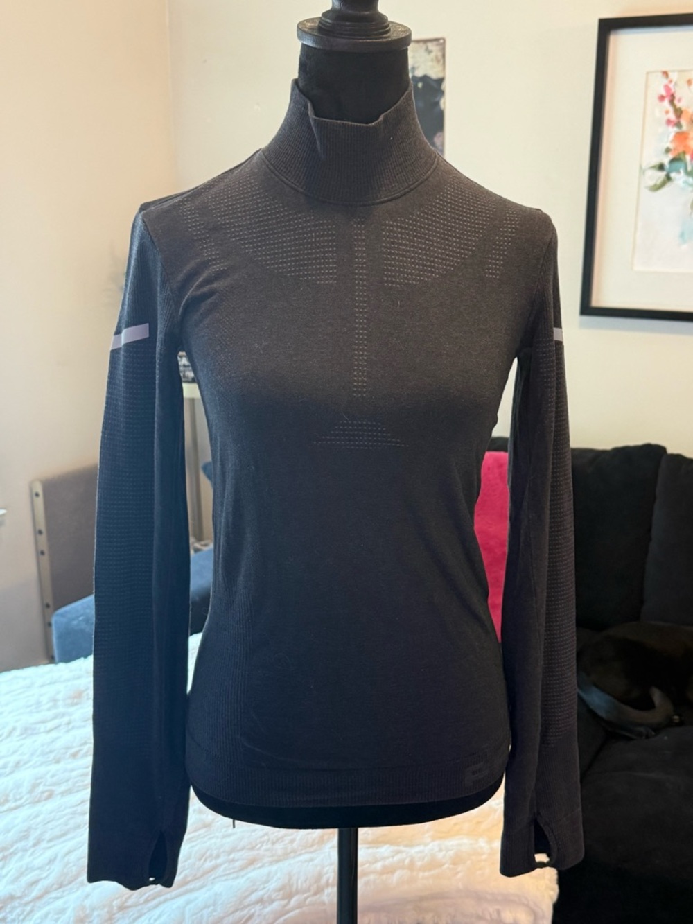 adidas Black Long-Sleeve Mock Neck Seamless Performance Top